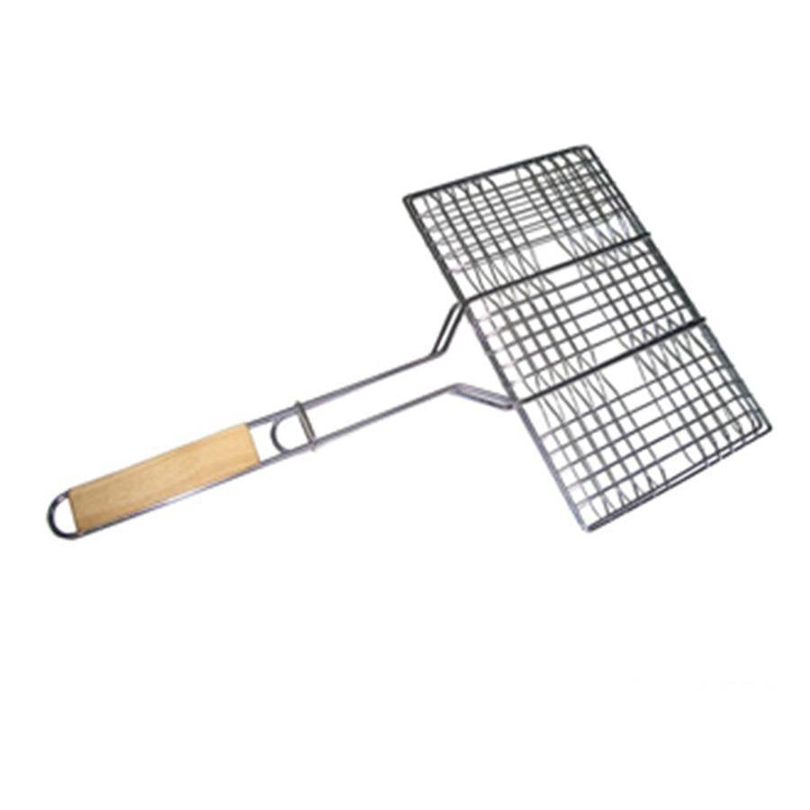 Premium Metal BBQ Basket Grill with Wooden Handle 30 x 40 cm