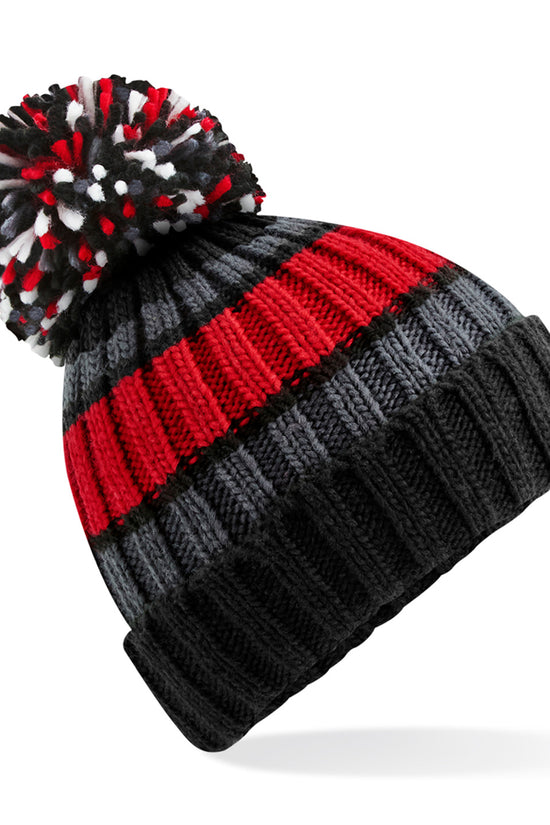 Luxury Striped Beanie with Shearling Lining Unisex Winter Headwear