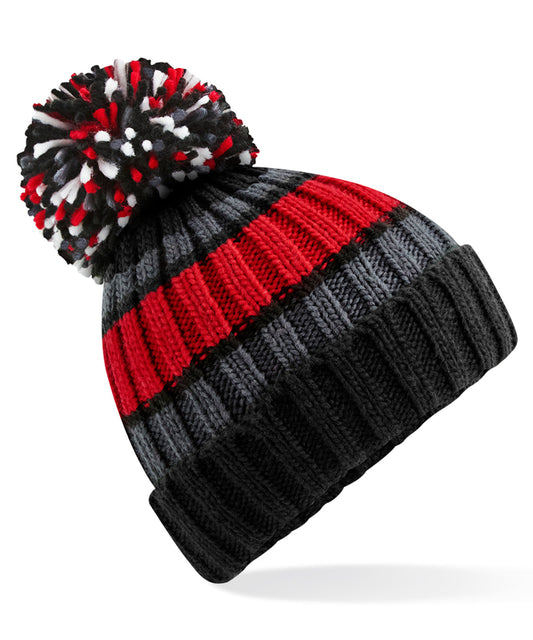Luxury Striped Beanie with Shearling Lining Unisex Winter Headwear