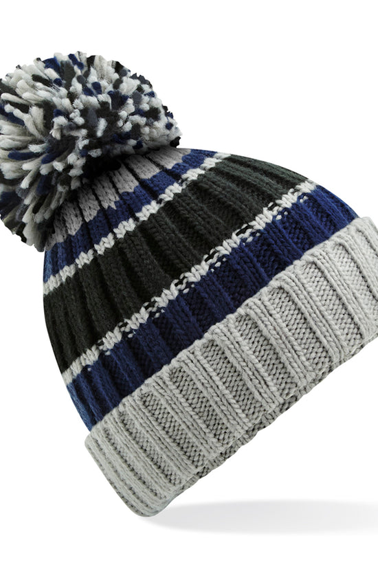 Luxury Striped Beanie with Shearling Lining Unisex Winter Headwear