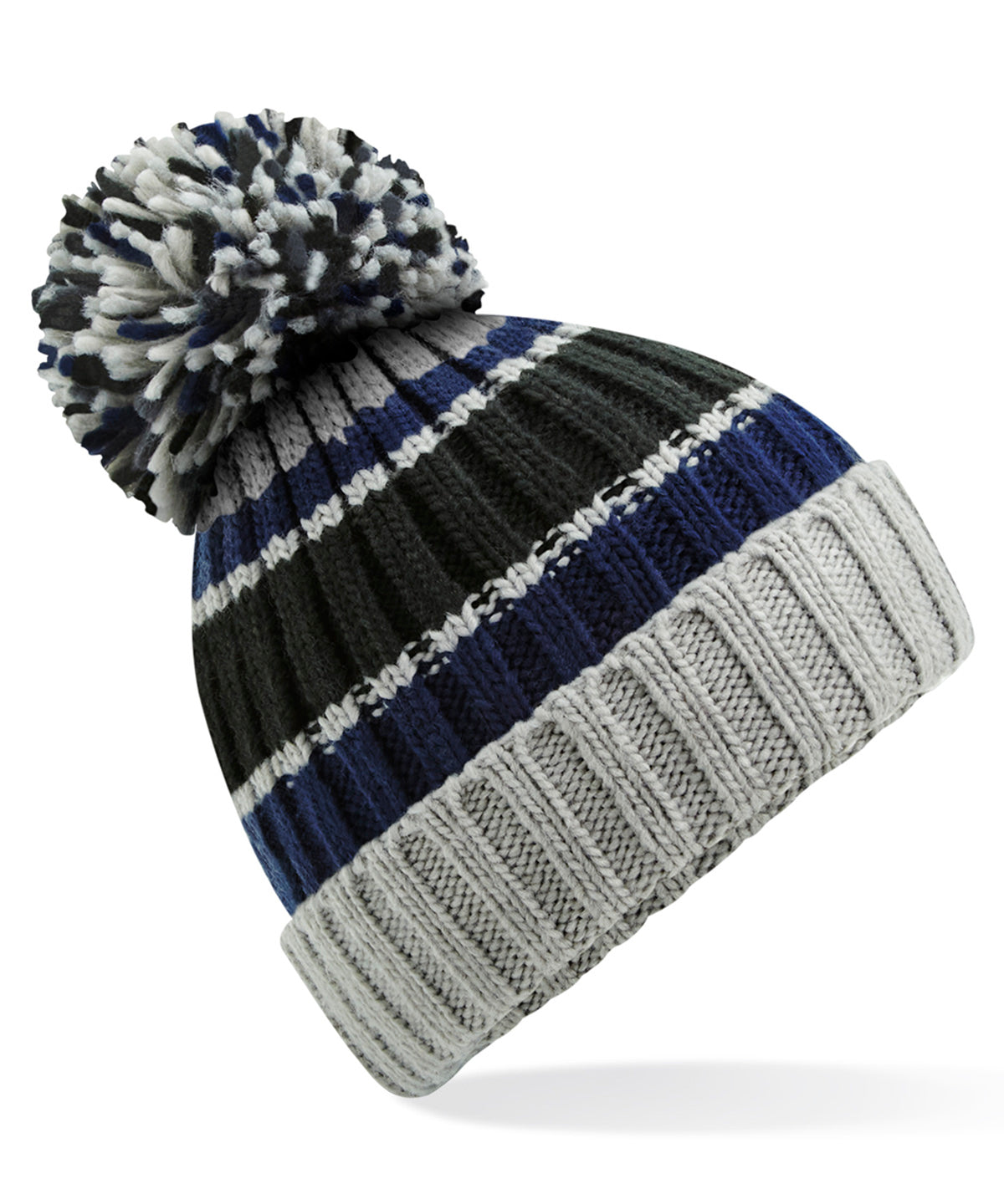 Luxury Striped Beanie with Shearling Lining Unisex Winter Headwear