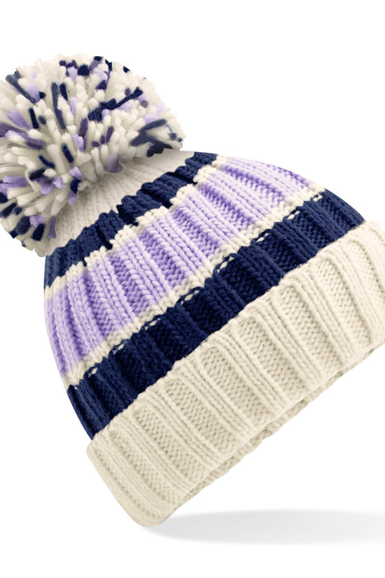 Luxury Striped Beanie with Shearling Lining Unisex Winter Headwear
