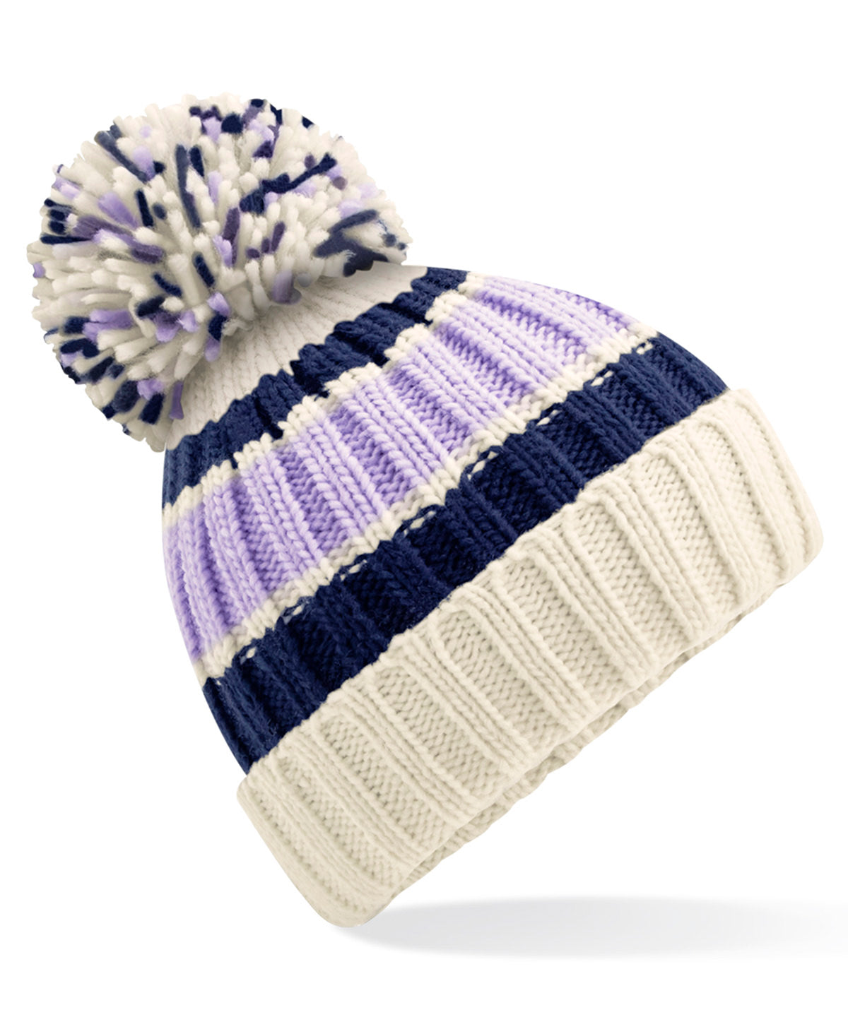 Luxury Striped Beanie with Shearling Lining Unisex Winter Headwear