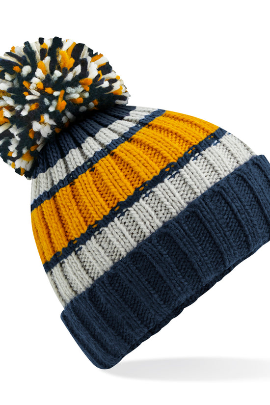 Luxury Striped Beanie with Shearling Lining Unisex Winter Headwear