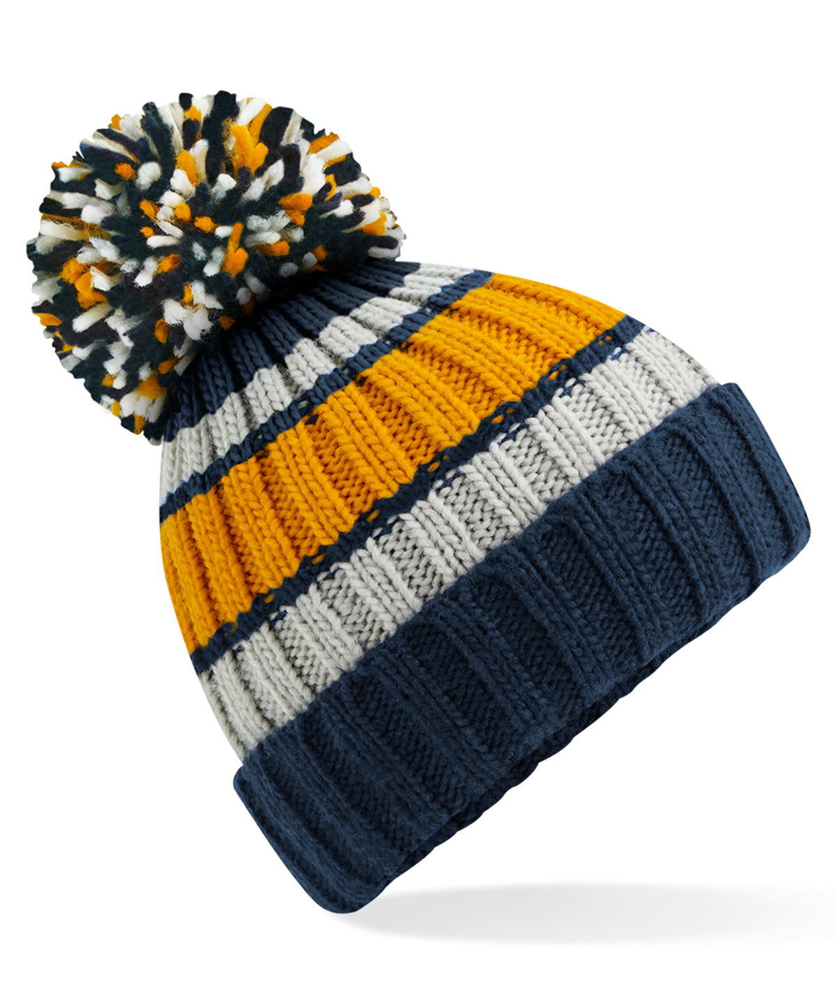 Luxury Striped Beanie with Shearling Lining Unisex Winter Headwear