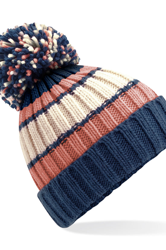 Luxury Striped Beanie with Shearling Lining Unisex Winter Headwear