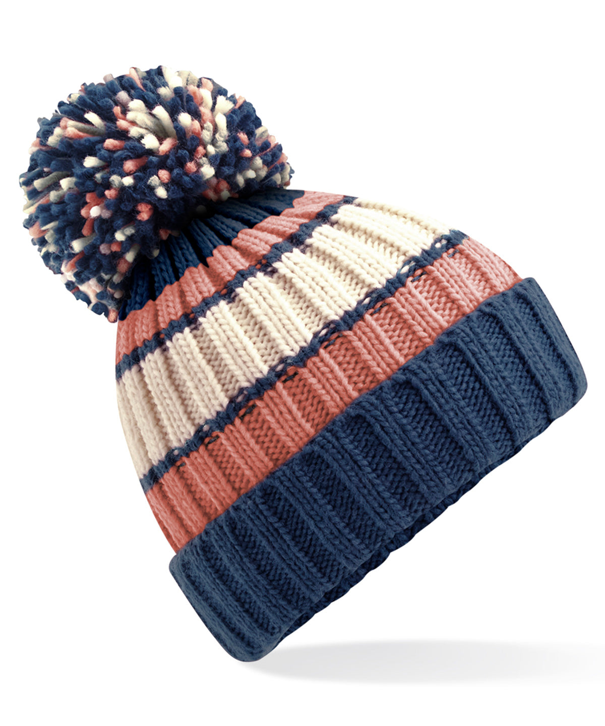 Luxury Striped Beanie with Shearling Lining Unisex Winter Headwear