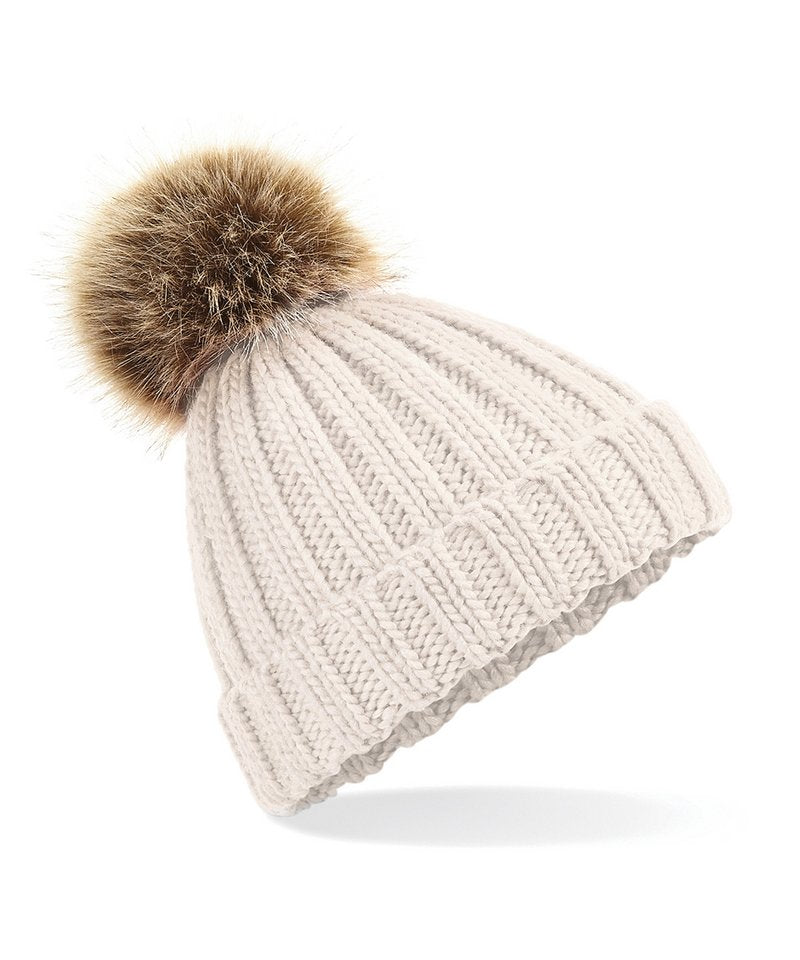Luxury Fur Pom Pom Chunky Beanie Hat Winter Essential