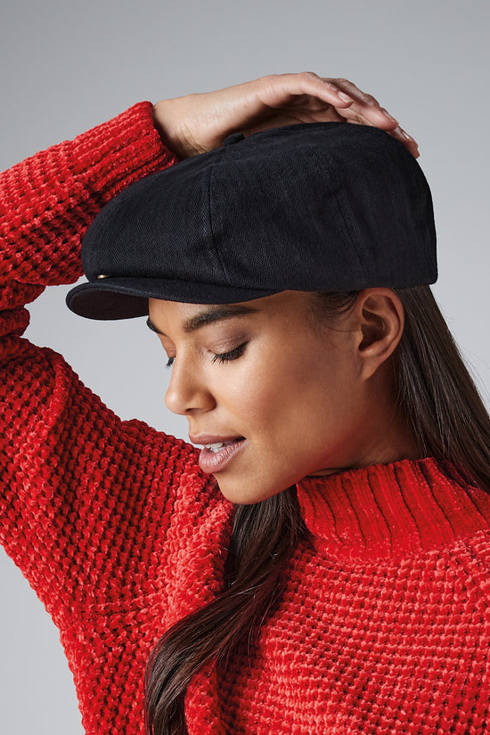 Beechfield Herringbone Newsboy Cap for Men