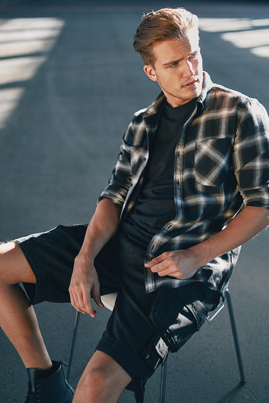 Vintage Cargo Shorts with Belt and Pockets for Men