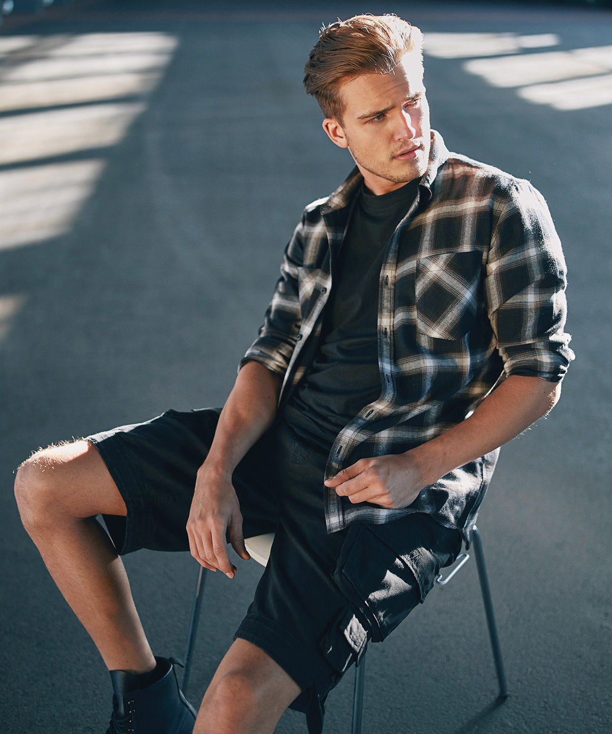 Vintage Cargo Shorts with Belt and Pockets for Men