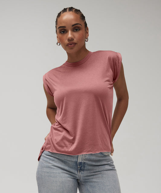 Flowy Muscle Tee with Rolled Cuff TShirts for Women