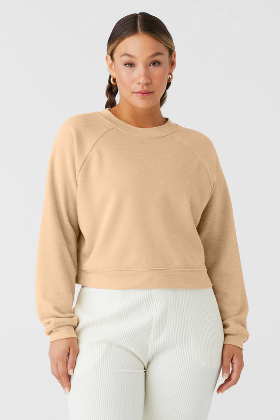 Bella Canvas Womens Raglan Pullover Fleece Sweatshirt Soft Stylish