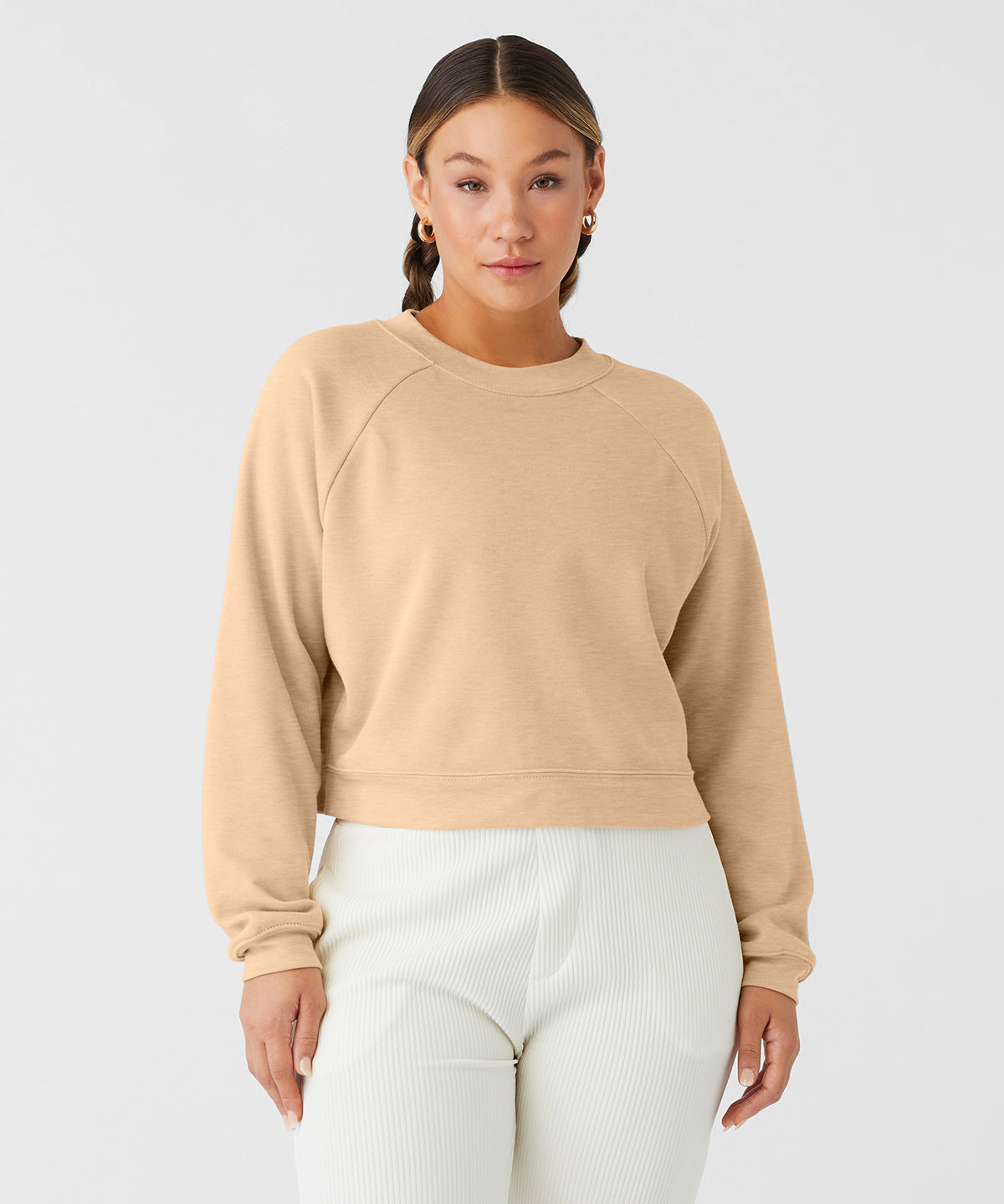 Bella Canvas Womens Raglan Pullover Fleece Sweatshirt Soft Stylish