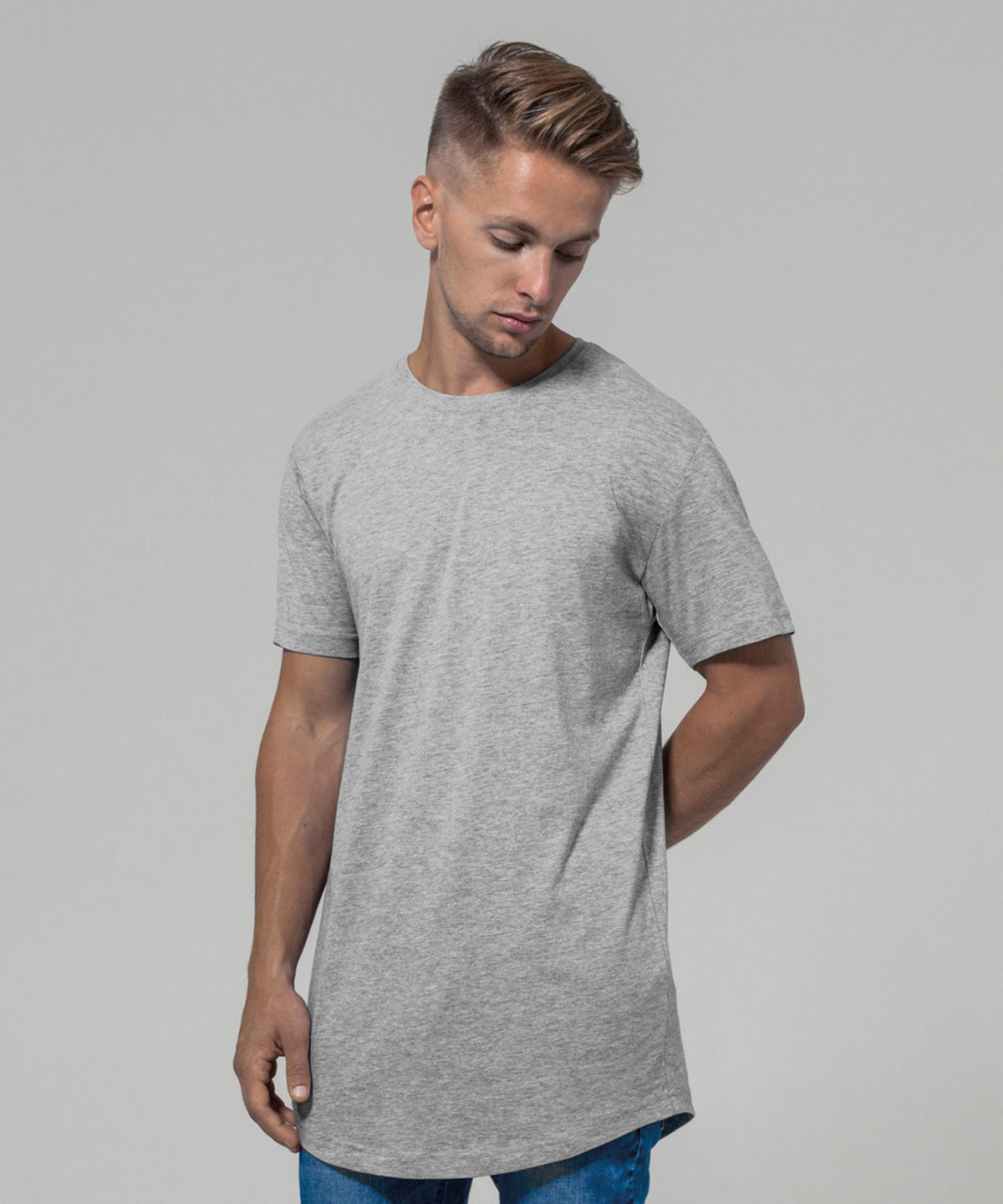 Mens Shaped Long Tee TShirt Rebrandable Longer Length