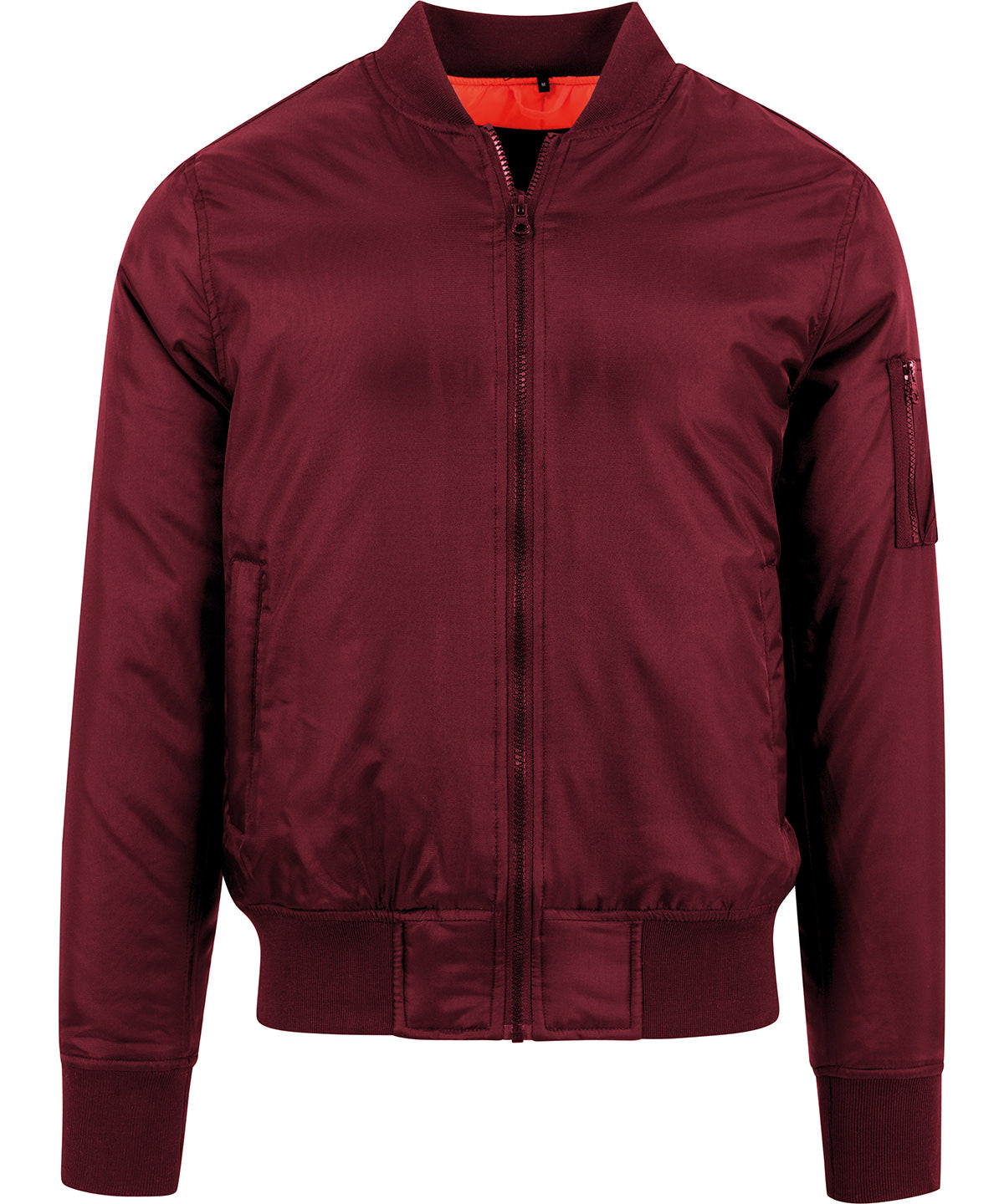 Classic Bomber Jacket with Orange Lining and FullZip