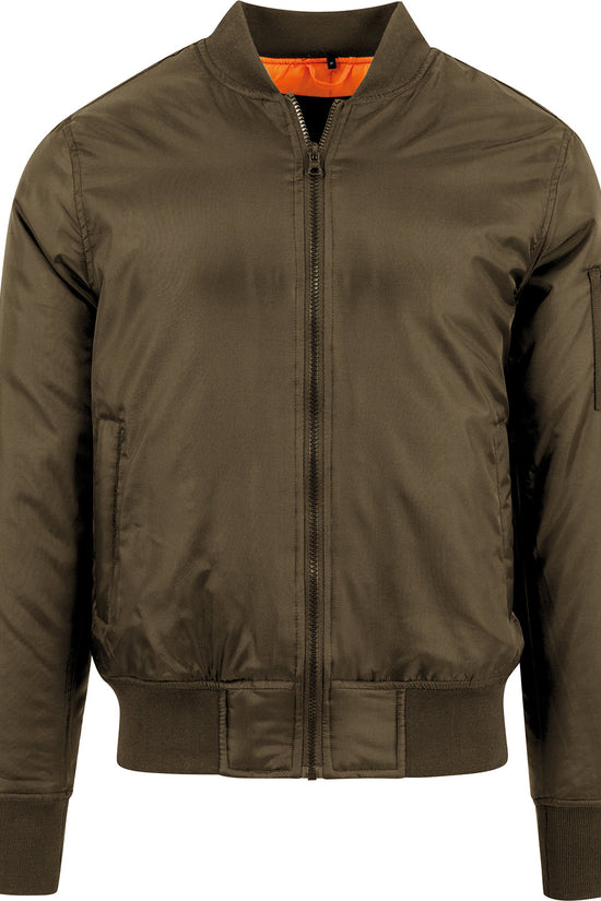 Classic Bomber Jacket with Orange Lining and FullZip