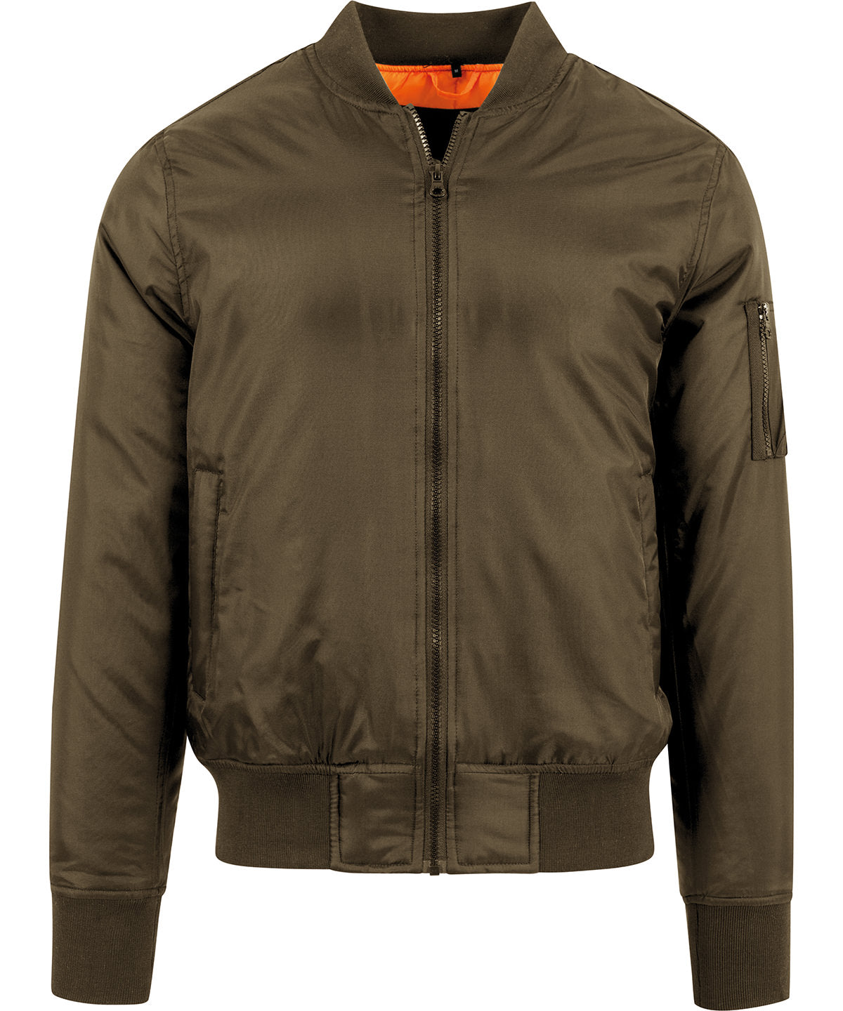 Classic Bomber Jacket with Orange Lining and FullZip