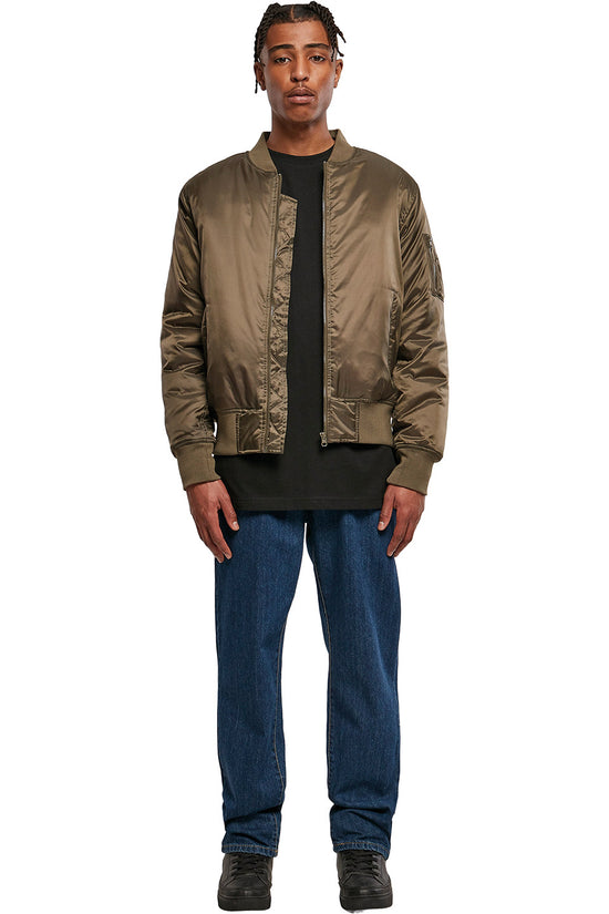 Classic Bomber Jacket with Orange Lining and FullZip