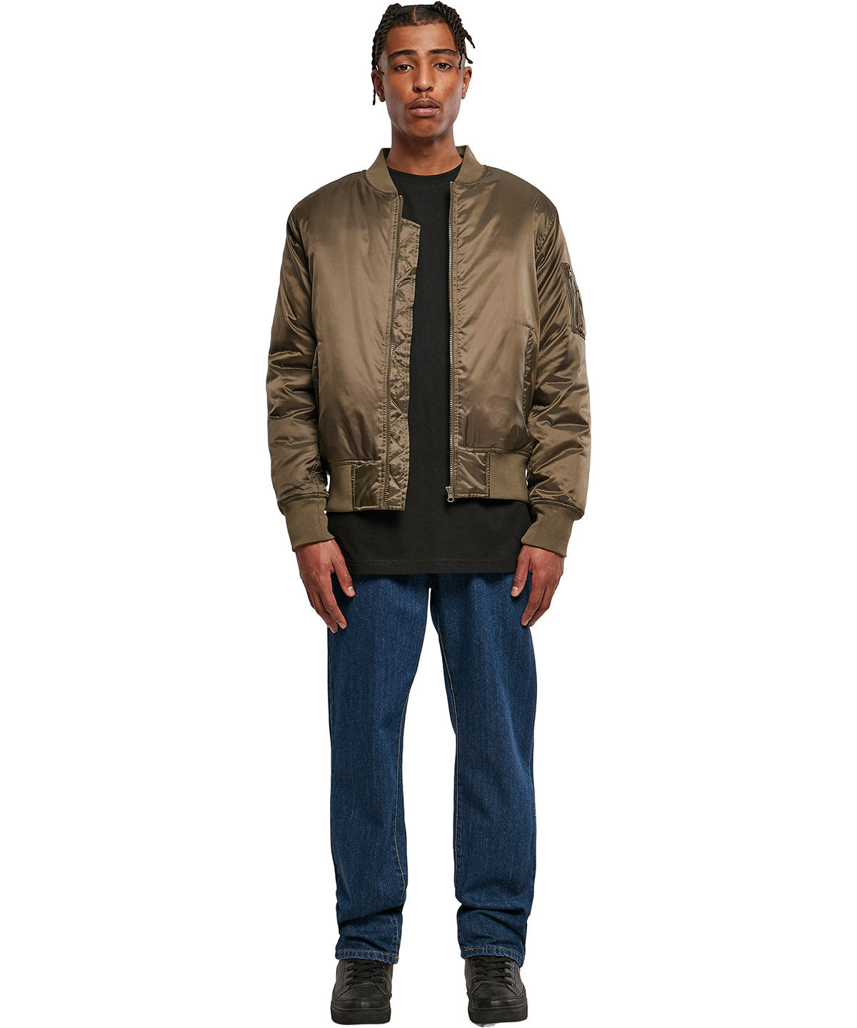 Classic Bomber Jacket with Orange Lining and FullZip