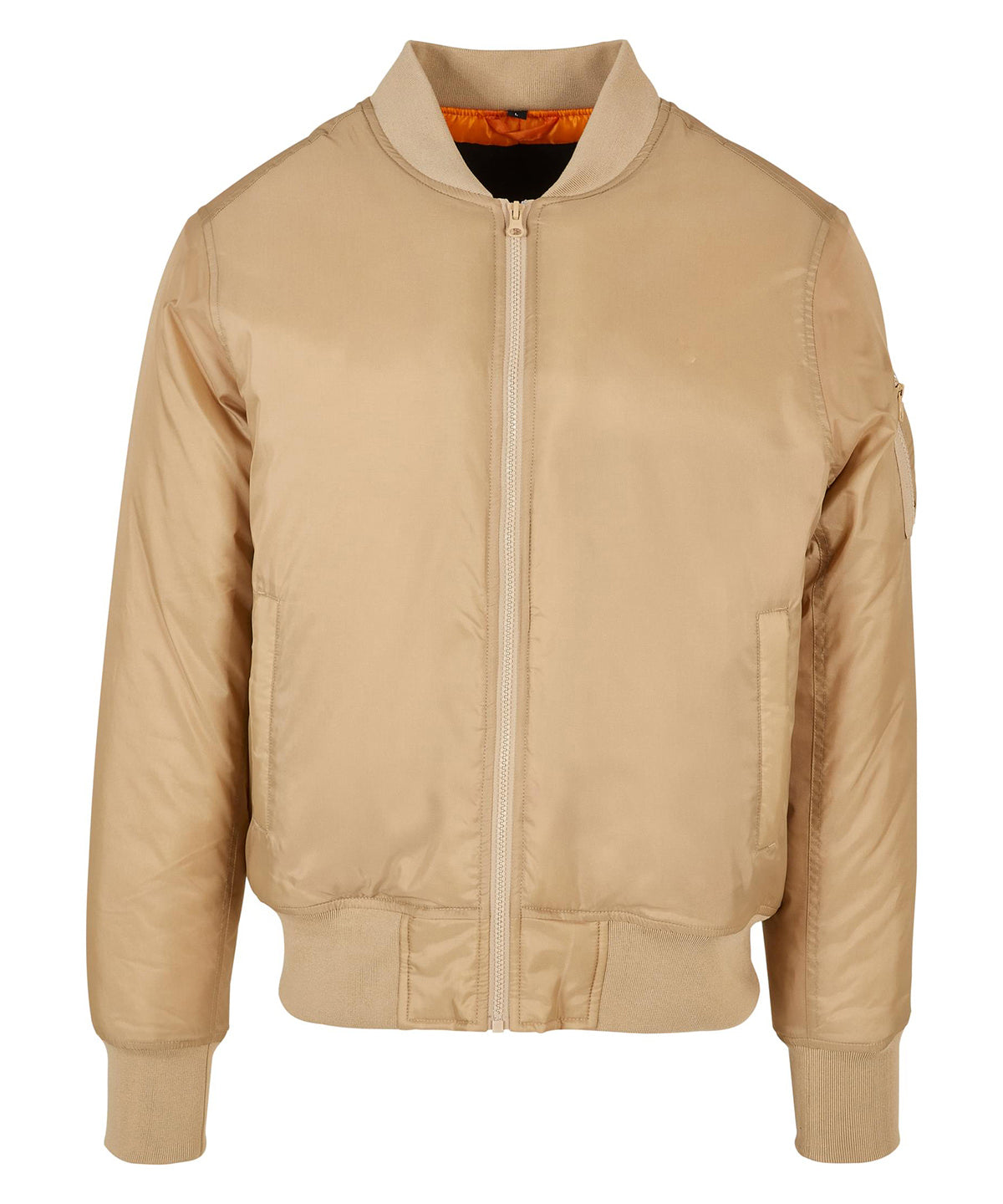 Classic Bomber Jacket with Orange Lining and FullZip