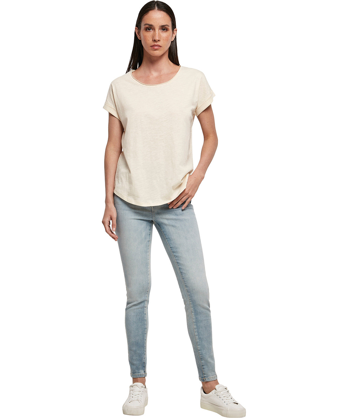 Womens Long Slub Tee Plus Size Cotton TShirt