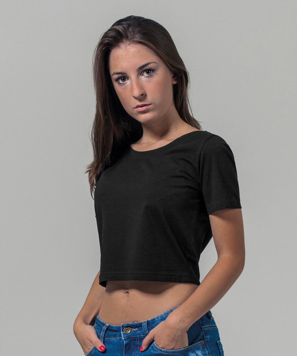 Womens Cropped Tee Single Jersey Fashionable Fit TShirt