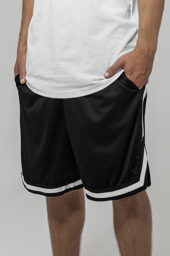 Mens Twotone Mesh Shorts with Side Cut and Stripes