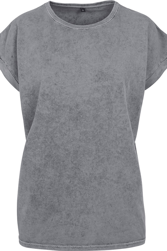 Womens Acid Washed Extended Shoulder Tee TShirts