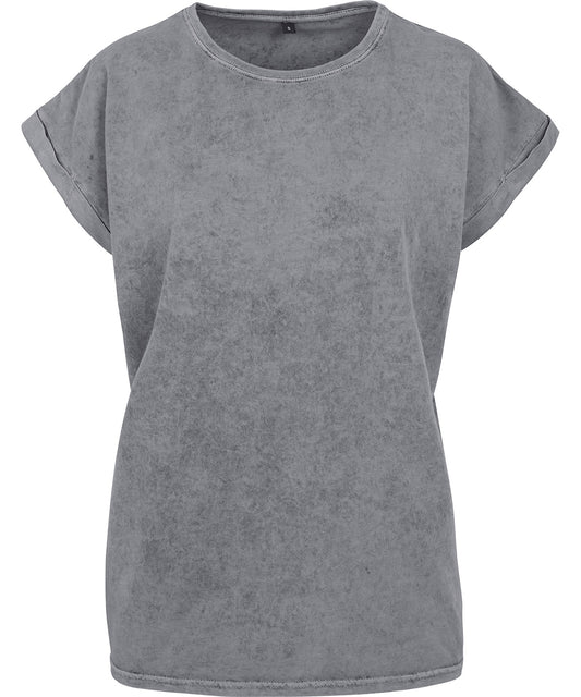 Womens Acid Washed Extended Shoulder Tee TShirts