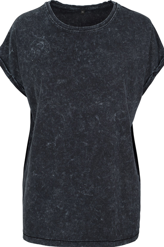 Womens Acid Washed Extended Shoulder Tee TShirts