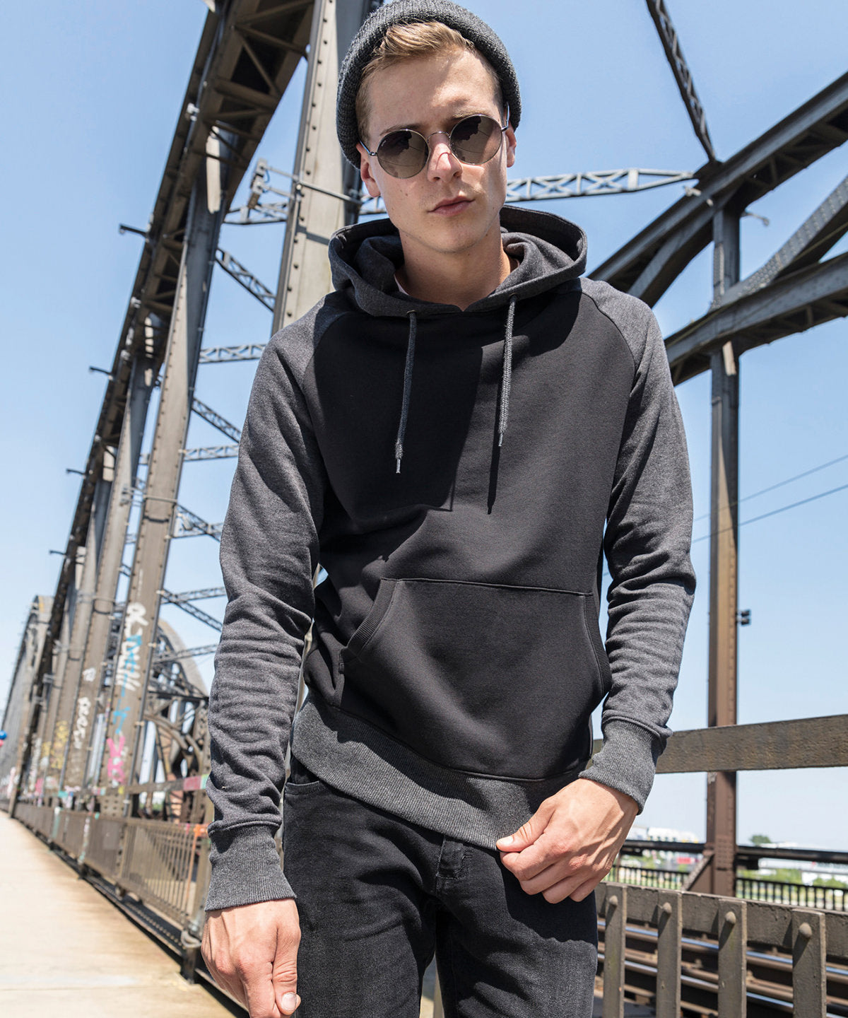 Sporty TwoTone Raglan Hoodie for Men
