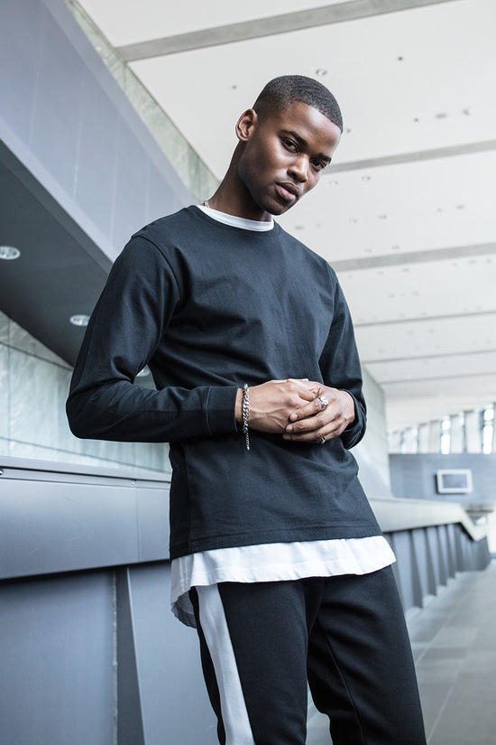 Mens Long Sleeve Cuff Rib Sweatshirts Street Style Look