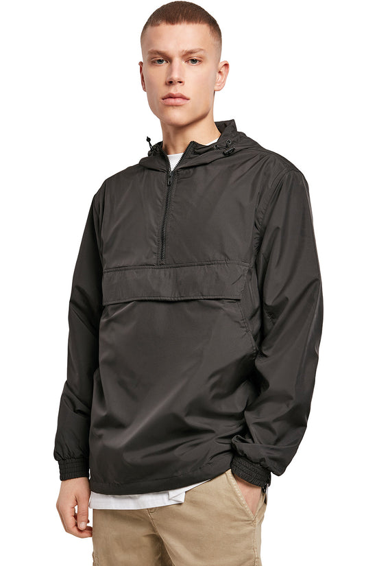 Mens Basic Pullover Jacket with Hood and Pockets