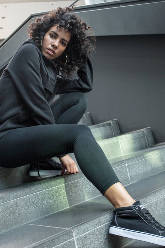 Classic Black CottonSpandex Blend Leggings for Women