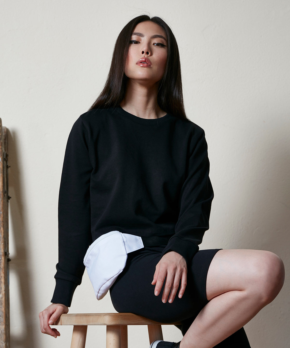Urban Style Womens Cropped Crew Sweatshirt 100 Cotton