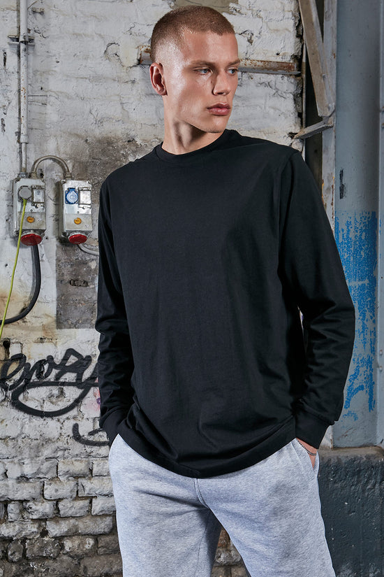 Mens Organic Cotton Long Sleeve Sweatshirt with Ribbed Cuffs