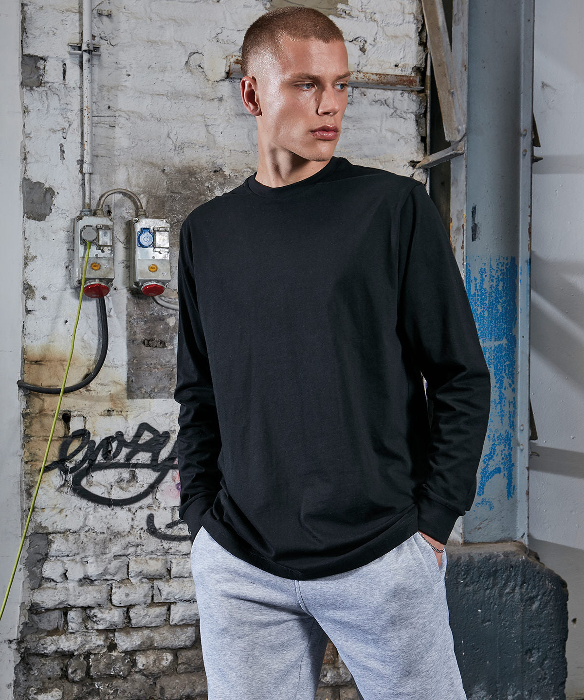 Mens Organic Cotton Long Sleeve Sweatshirt with Ribbed Cuffs