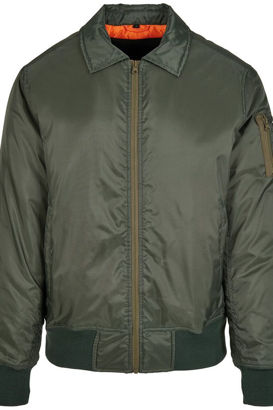 Mens Collar Bomber Jacket with Orange Lining