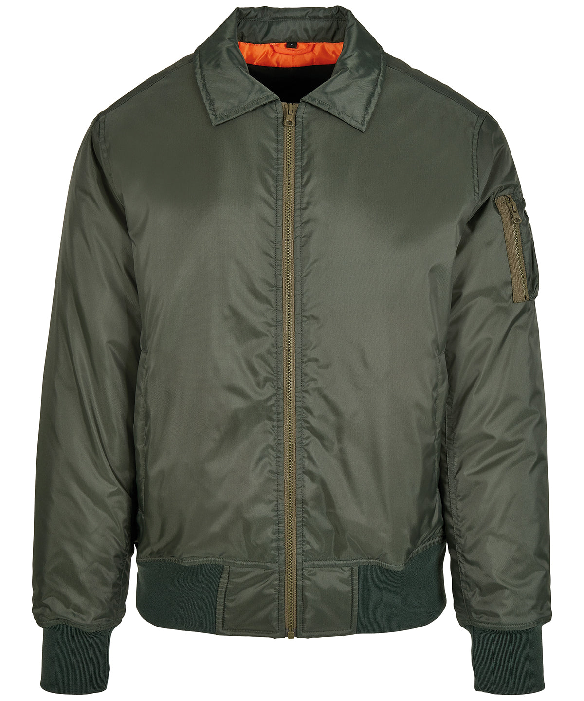 Mens Collar Bomber Jacket with Orange Lining