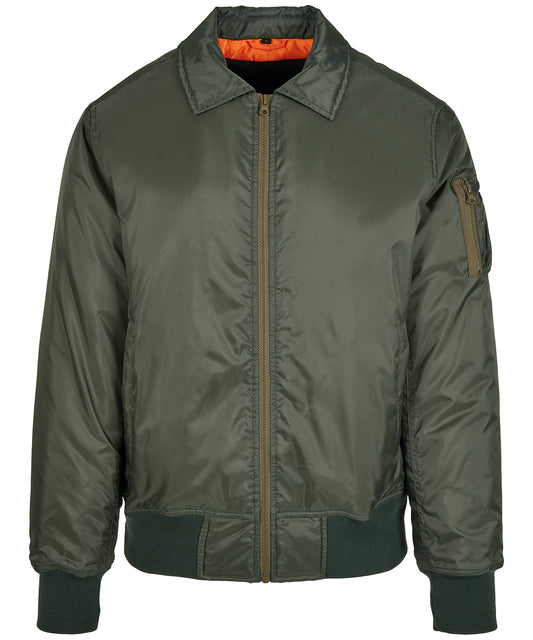 Mens Collar Bomber Jacket with Orange Lining