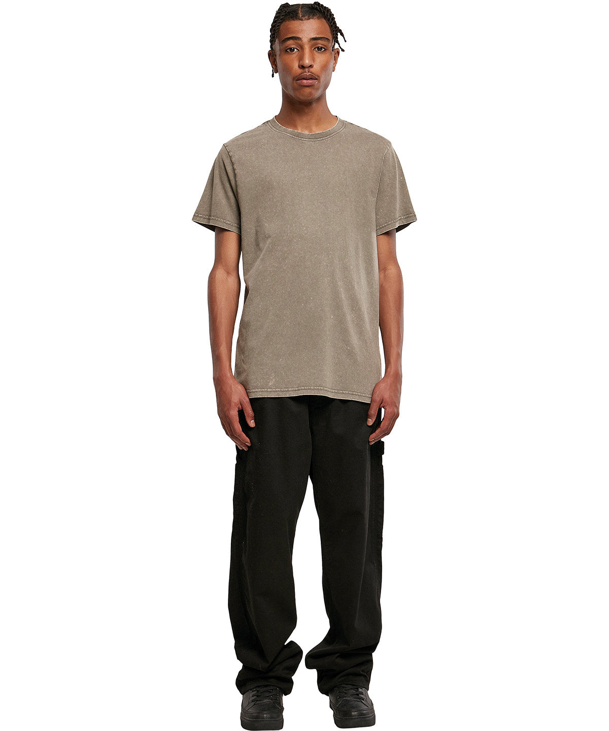 Urban Style Acid Washed Round Neck Tee for Men