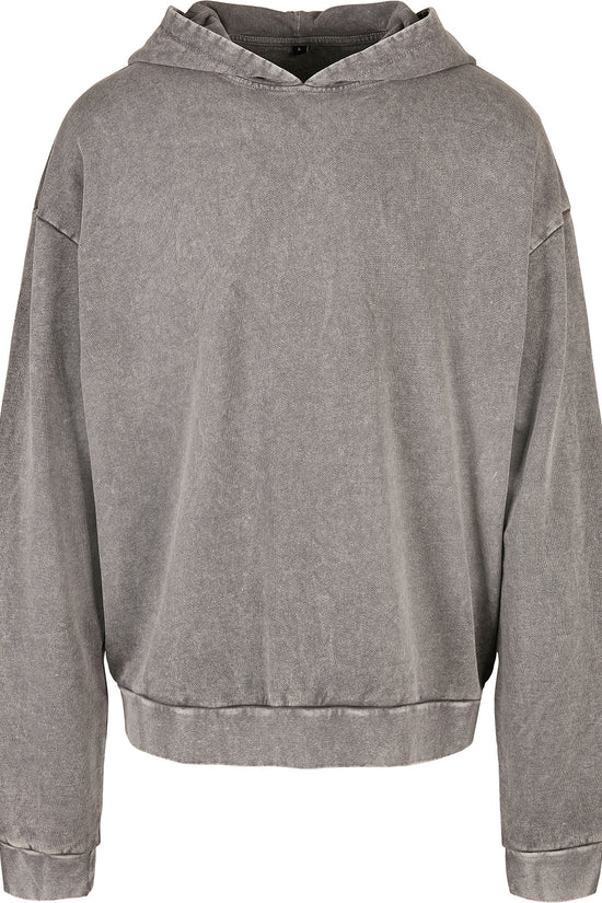 Mens Acid Washed Oversize Cotton Hoodie with Kangaroo Pocket