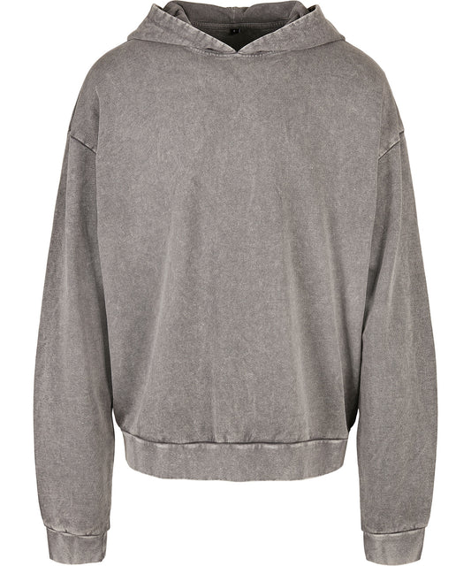 Mens Acid Washed Oversize Cotton Hoodie with Kangaroo Pocket