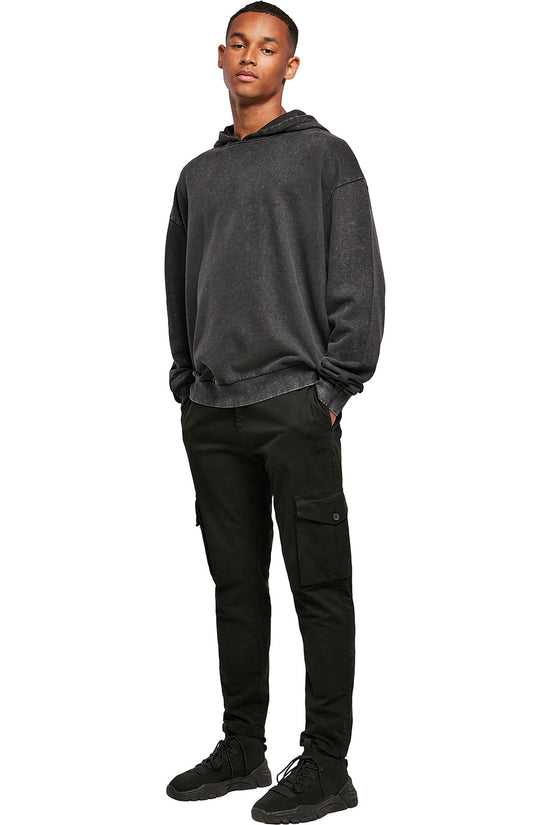 Mens Acid Washed Oversize Cotton Hoodie with Kangaroo Pocket