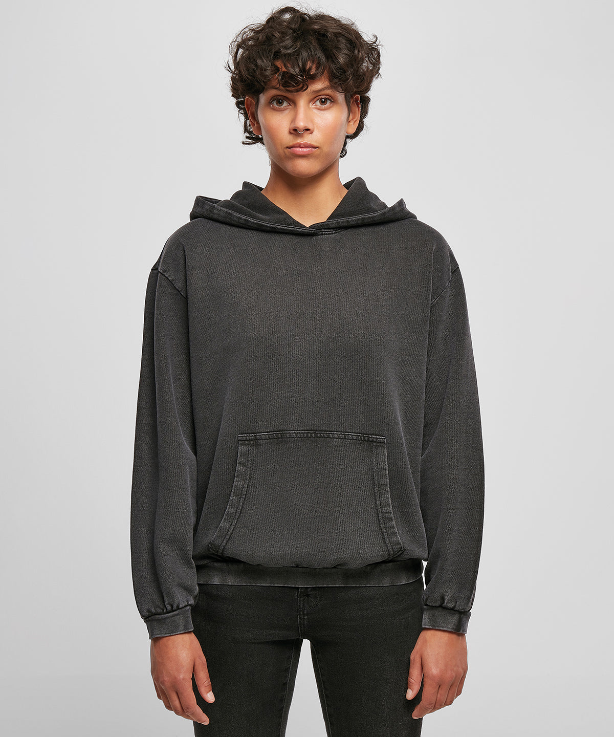 Womens Acid Washed Oversized Hoodie with Kangaroo Pocket