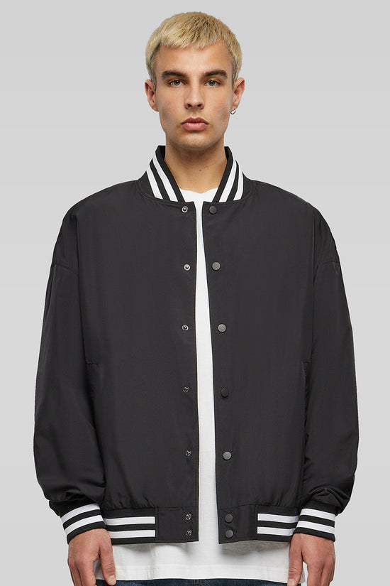 Mens Light College Jacket with Striped StandUp Collar