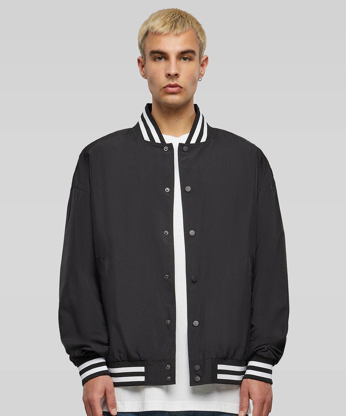 Mens Light College Jacket with Striped StandUp Collar