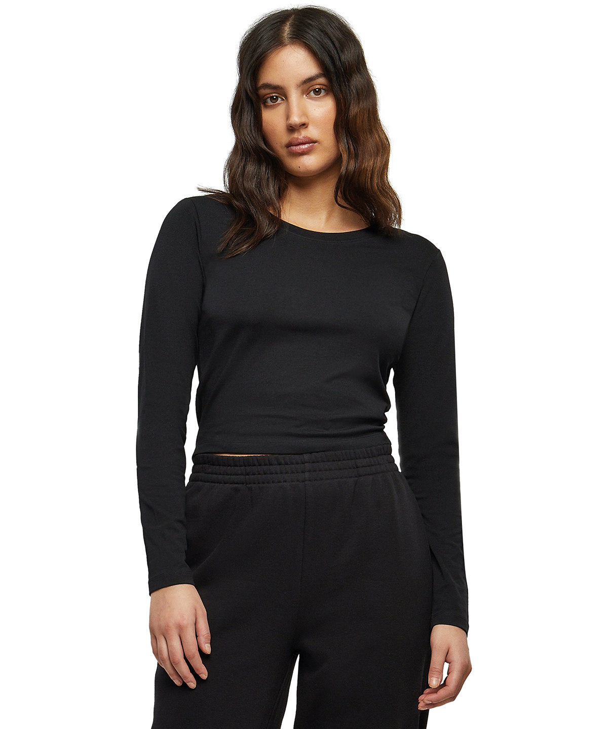 Womens Cropped Long Sleeve TShirts in Cotton Blend