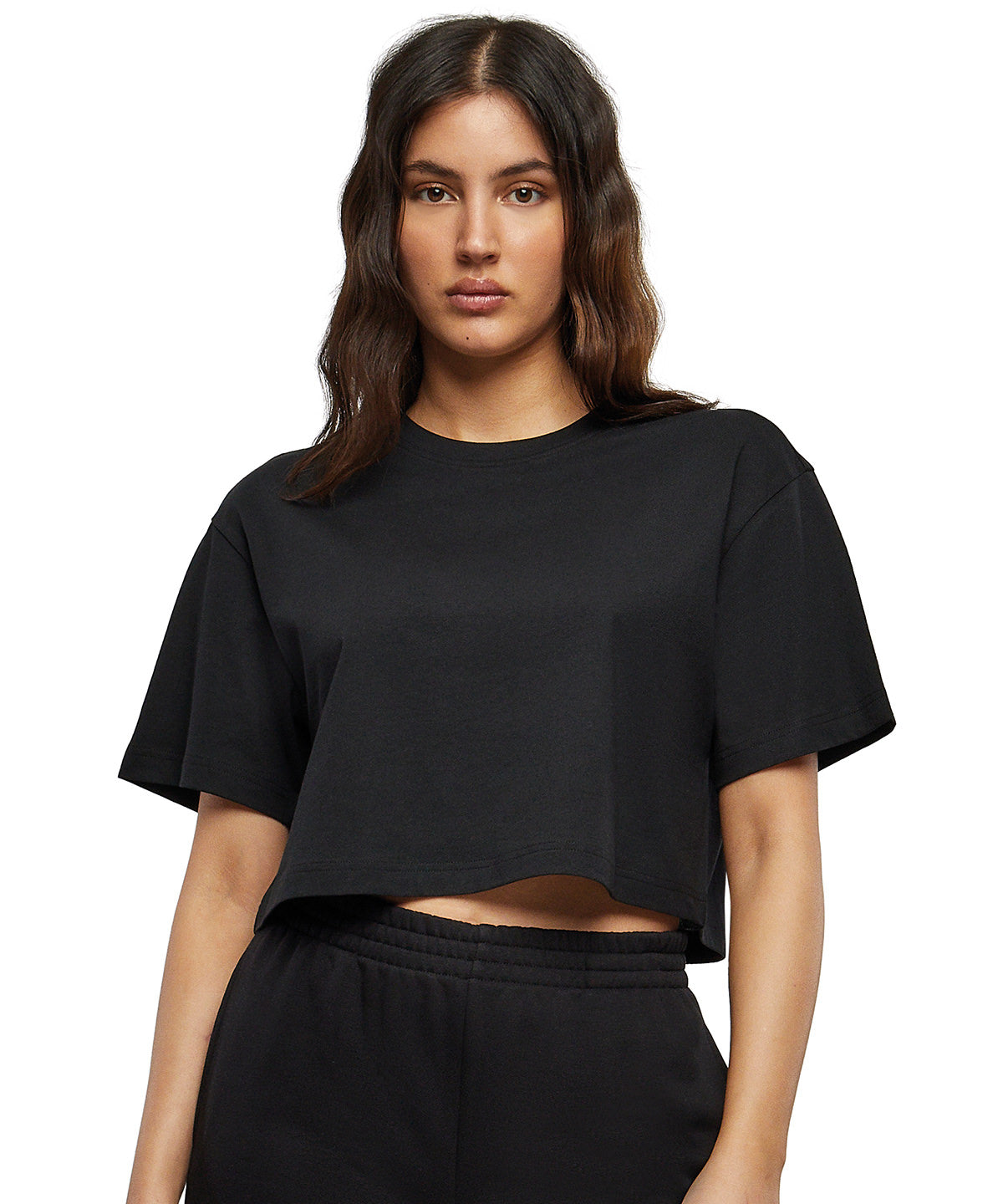 Sporty Oversized Womens Short Tee with Wide Sleeves